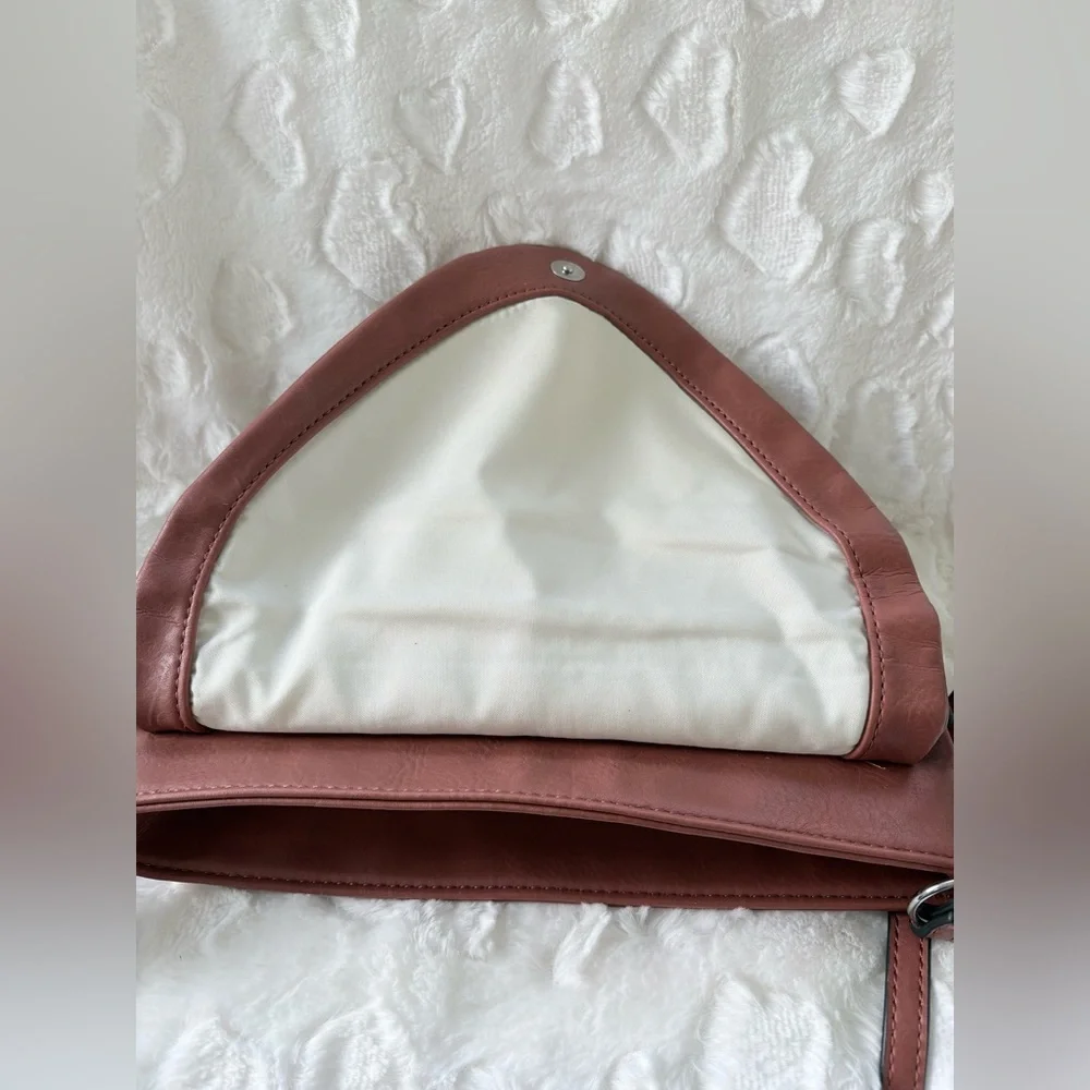 Nicole Miller Handbag Laura Small Crossbody Brown zipper detail front. Very soft
